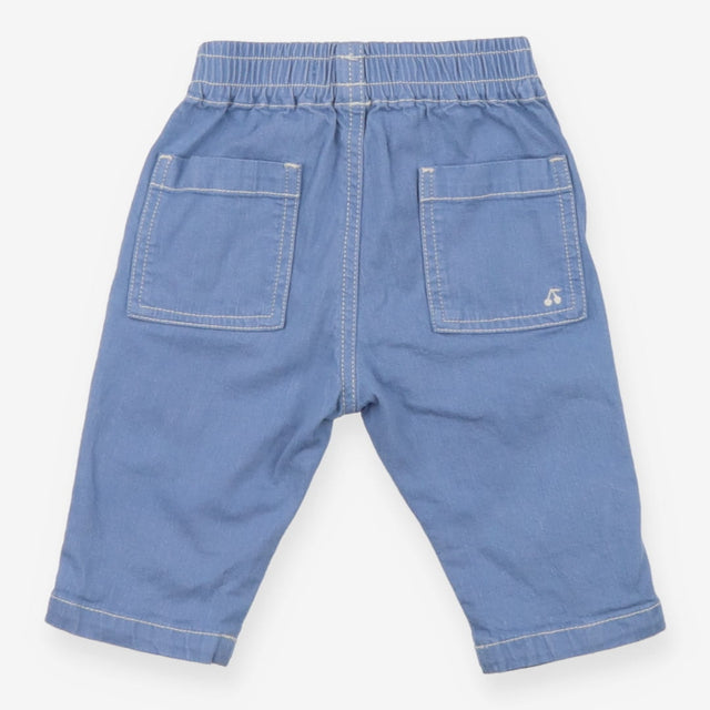 Blue denim pull on trousers
