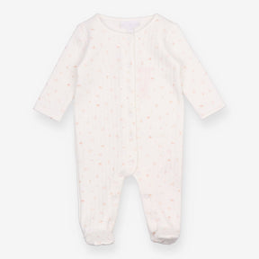 Sleepsuit white quilted pink print