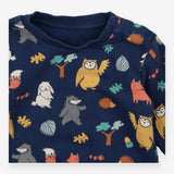 Navy sweater with woodland animal print