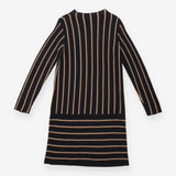 Knit Dress Black Mustard Striped Long Sleeve