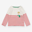 T-shirt Long Sleeve Red Stripe Snowman with Crown