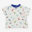 T-shirt white and blue collar birds 