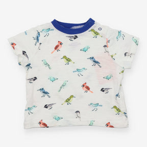 T-shirt white and blue collar birds 