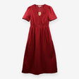 Bobble Trim Double Cloth Midi Dress Red Cotton UK1
