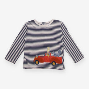 Tee Blue Strip with Pick Up and Woodland Animals A