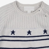 Romper knit white blue stripes and stars