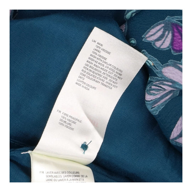 Teal Floral Botanical Midi Dress 3/4 S