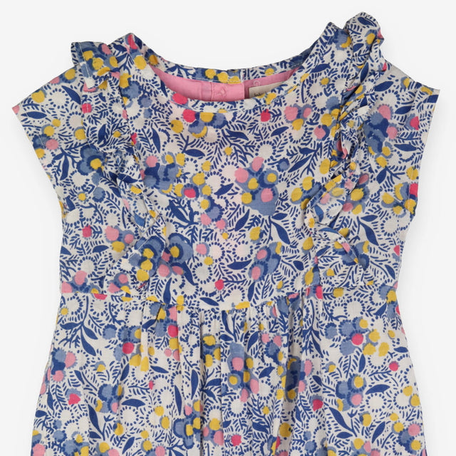 Romper white blue flower pattern