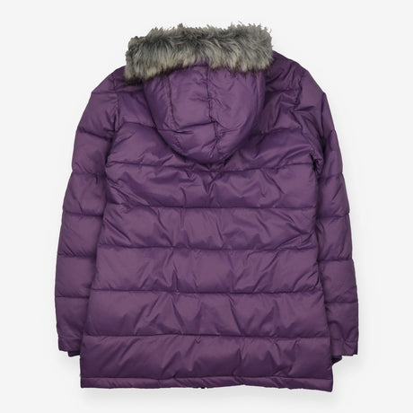 Purple Padded Coat Fur Trim Hood 