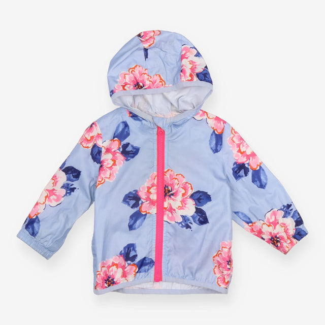 Blue Waterproof Jacket with Roses