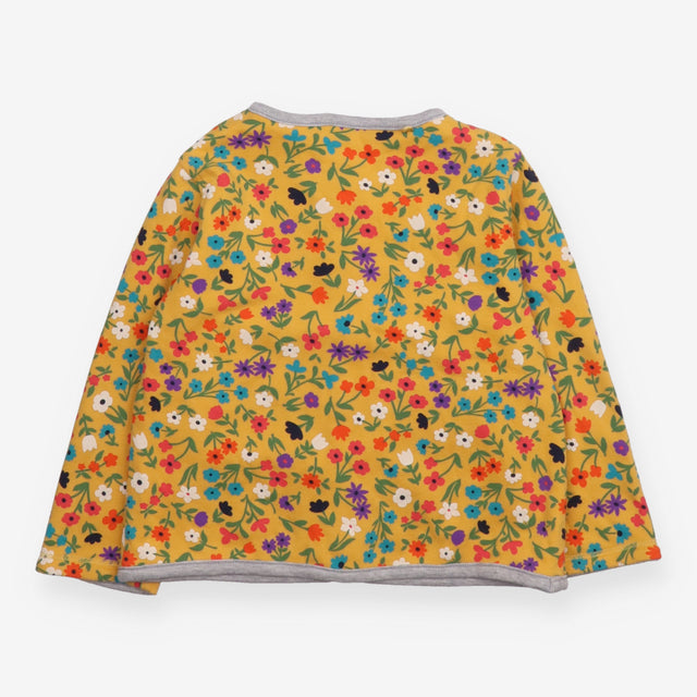 Reversible Jersey Cardigan grey and yellow floral