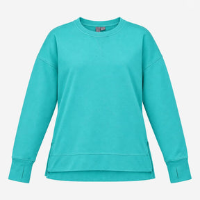 Sweaty Betty Sweatshirt Teal Blue Crew Neck Short 