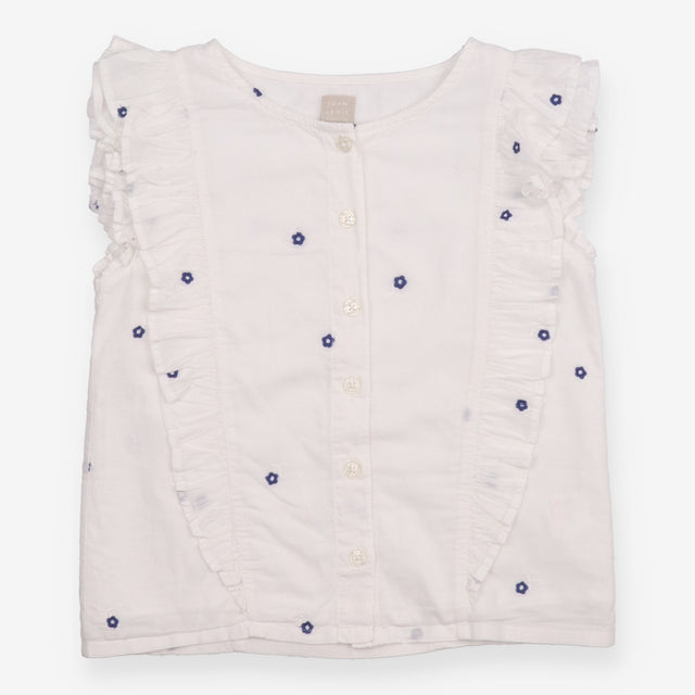 White Tunic with Blue Flowers