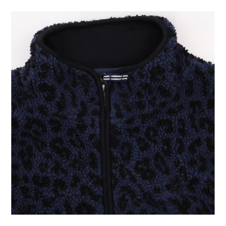 Jacket Navy Leopard Print Sherpa Fleece Full Zip