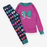 PJs purple and blue bows 