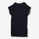 Navy Silk Blend Short Sleeve V-Neck Dress