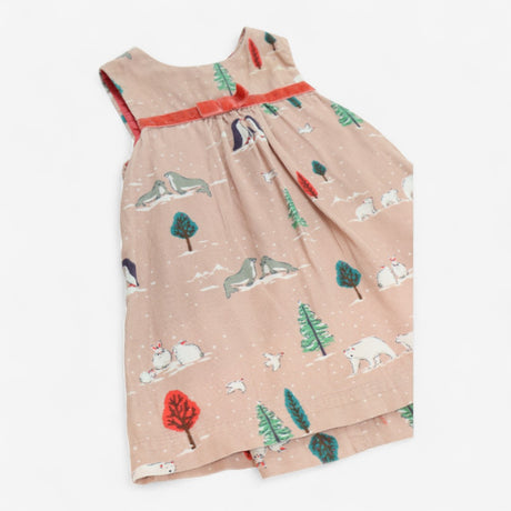 Dress cord Dusky Pink with Winter Animals