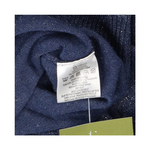 Blue Sparkle Roll‑Neck Jumper Metallic Knit