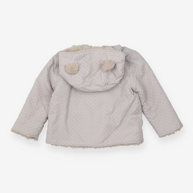 Cord Fleece Lined Jacket Grey with Pink Spots