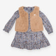 Tiered Jersey Dress Blue Ditsy Floral and Sleevele