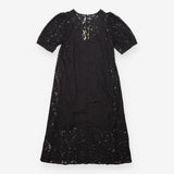 Midi Dress Black Floral Lace Short Sleeve