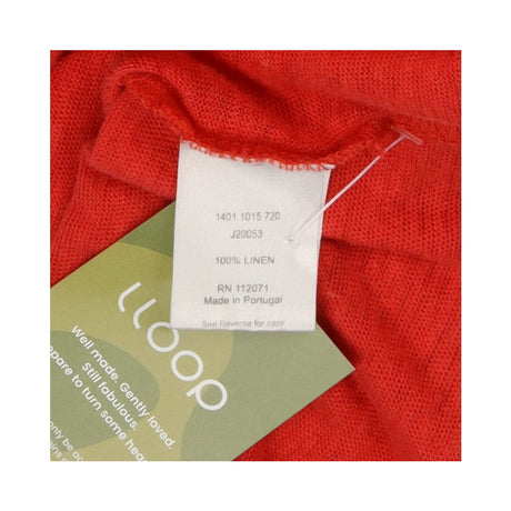 Red Linen Long Sleeve Scoop Neck Top Lightweight