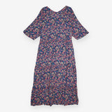 Maxi Dress Navy Multicolour Floral V Neck Tiered