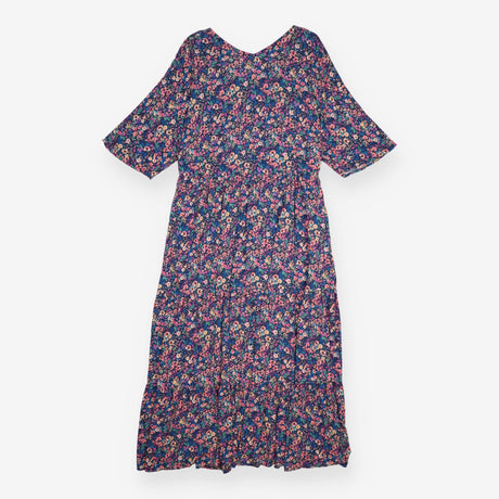 Maxi Dress Navy Multicolour Floral V Neck Tiered