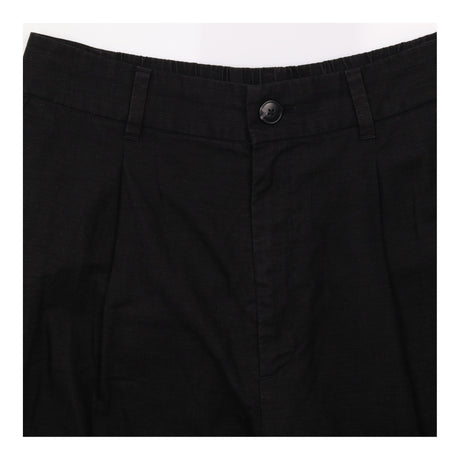 Black Linen Viscose Blend Pleated High Waist Trous