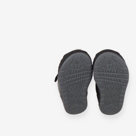 Black leather boys rip-tape first school shoes