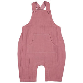 Baby dungarees pink muslin