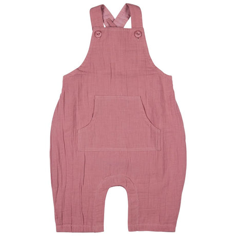 Baby dungarees pink muslin