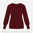 V Neck Metallic Shimmer Knit Jumper Berry Burgundy