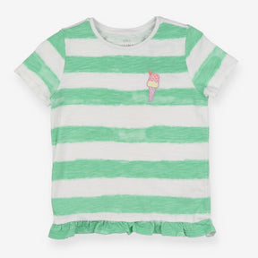 Green and white t-shirt with ice cream