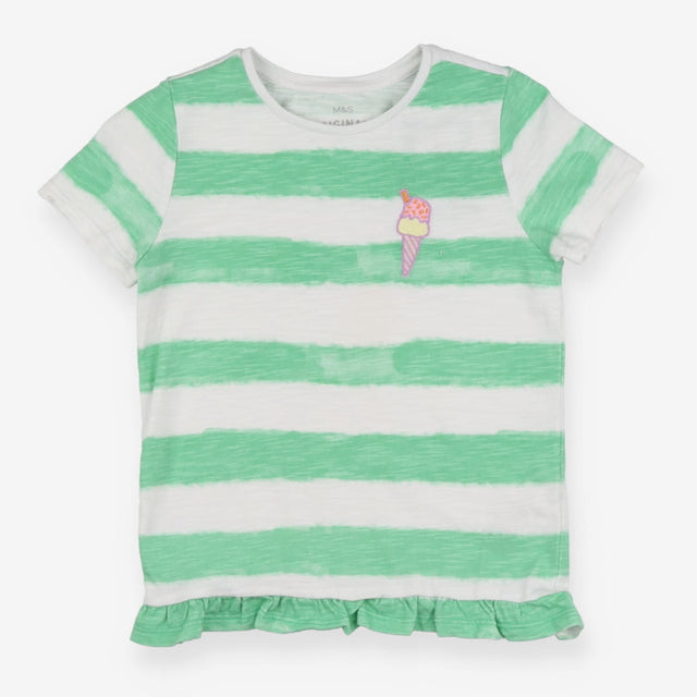 Green and white t-shirt with ice cream