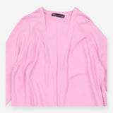 Cardigan Pink Textured Chevron Knit Open Front Lon