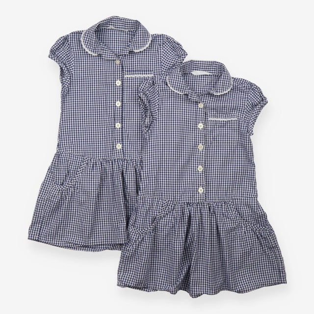 School summer dress 2pc blue check