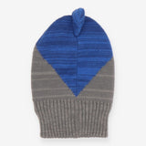 Shark Knit Hat Grey and Blue Fleece Lined Red