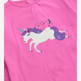T-shirt long sleeve pink with unicorn applique