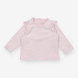 T-Shirt Pink Stripe with Frilly Shoulders