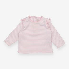 T-Shirt Pink Stripe with Frilly Shoulders