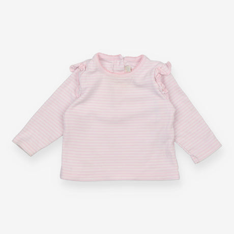 T-Shirt Pink Stripe with Frilly Shoulders