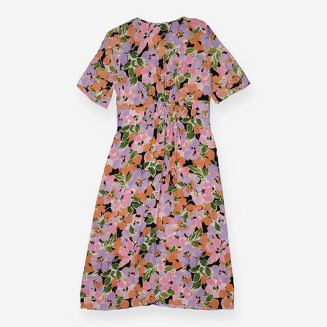 Tea Dress pink and orange floral with button front
