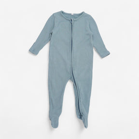 Blue Ribbed Clever Sleepsuit