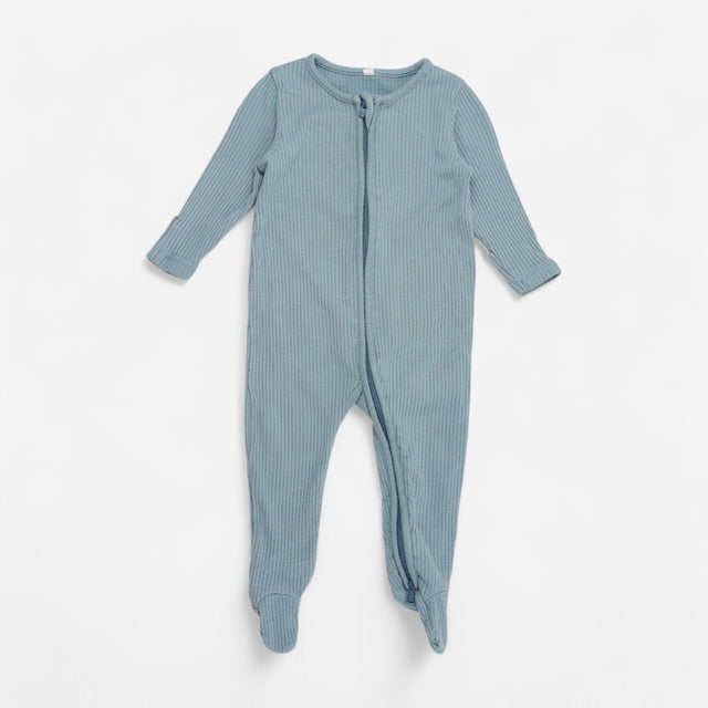 Blue Ribbed Clever Sleepsuit