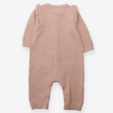 Knitted romper pink frill shoulders