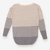 Cream and navy Breton long sleeve cotton knit top