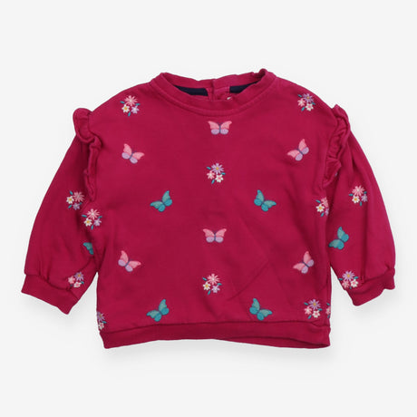 Sweatshirt pink frill shoulder flowers butterflies