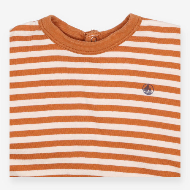 T-shirt long sleeved burnt orange white striped