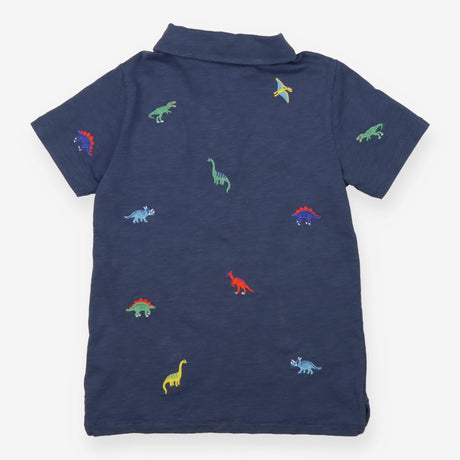 Blue t-shirt with applique dinosaurs